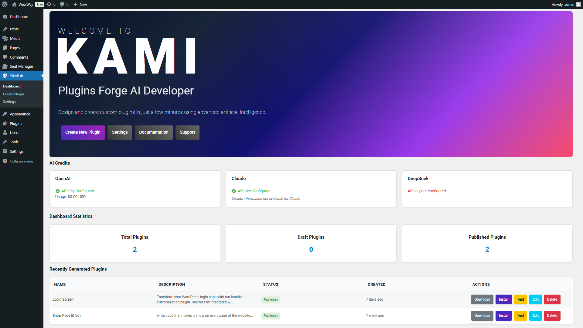 KAMI-Plugin Forge AI Developer Wordpress Plugin